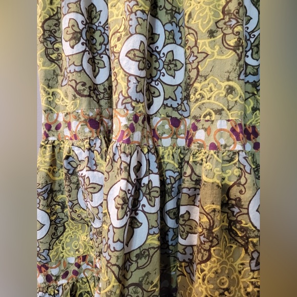 Mlle Gabrielle Bohemian Lightweight Spaghetti Strap Midi Tiered Dress | Size M - Picture 2 of 5